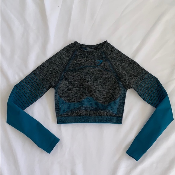 Gymshark Tops - Gymshark Amplify Seamless Teal Gray Marl Small